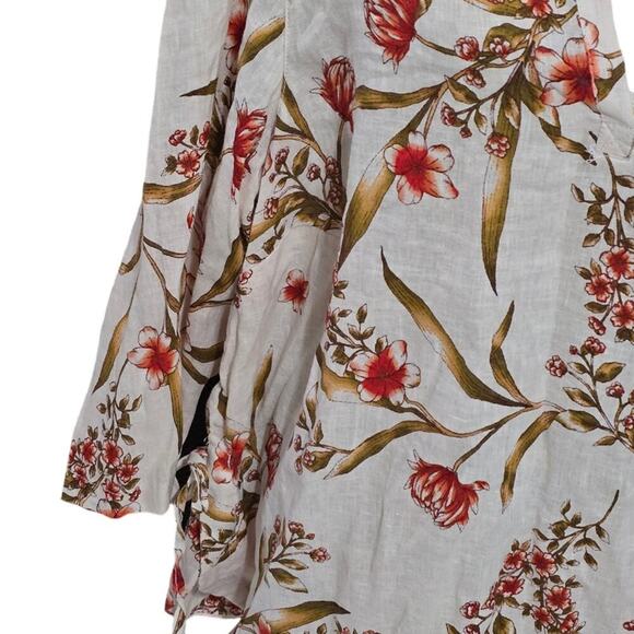 Tahari Linen Beige and Red Boho Floral Tunic Plus Size 2X 3X New! - Picture 10 of 12
